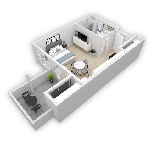 Floor plan for studio, 1 bath, 406 sqft